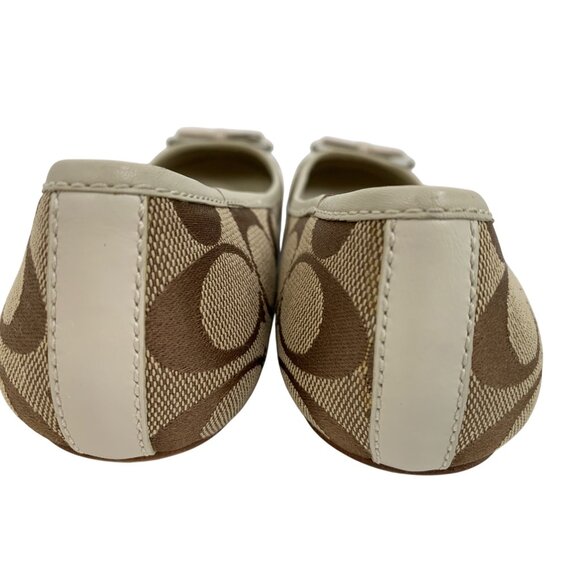 Coach Womens Cindie Flats Bow Beige & Brown 6M Y10664 Monogram Y10664 EUC - Picture 5 of 11